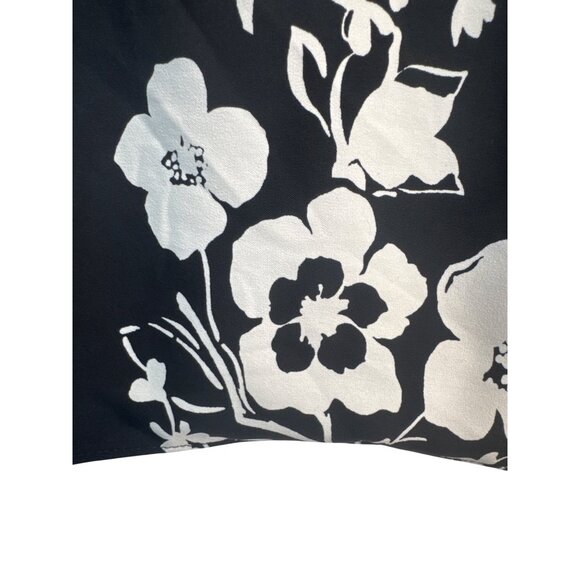 ZARA Large Black Floral Print Tunic Dress V-Neck 3/4 Sleeve Polyester/Elastane - Picture 10 of 12